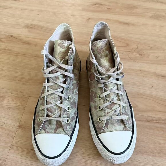 Converse Chuck Taylor High Top Particle Beige Glitter Brown Camo Women's Size 8. - Picture 5 of 9